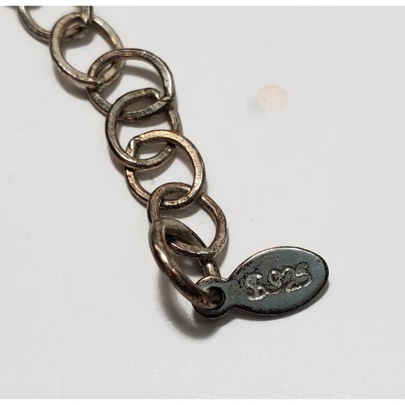 Turquoise Nugget Chip Triple Strand Sterling Silver Necklace 17" - Picture 5 of 5